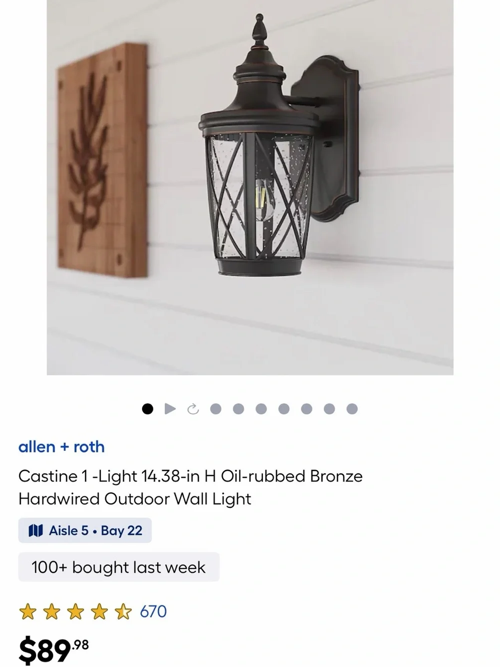 New Allen + Roth castine oil rubbed bronze Outdoor Wall Lantern